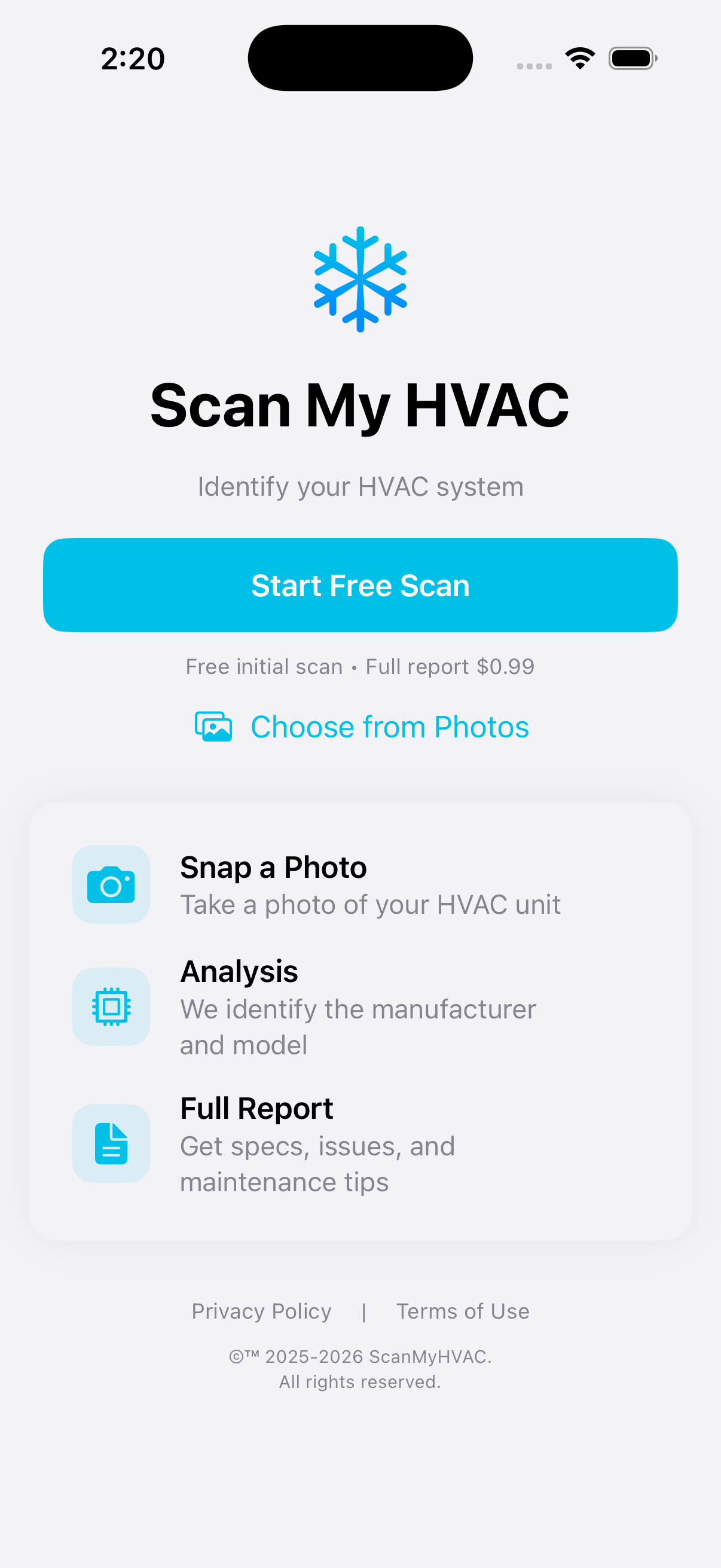 Scan My HVAC App Screenshot